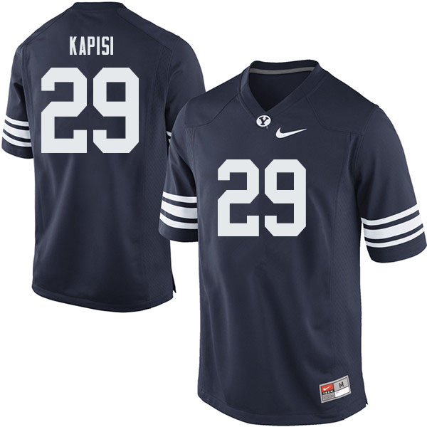 Men #29 Jared Kapisi BYU Cougars College Football Jerseys Sale-Navy